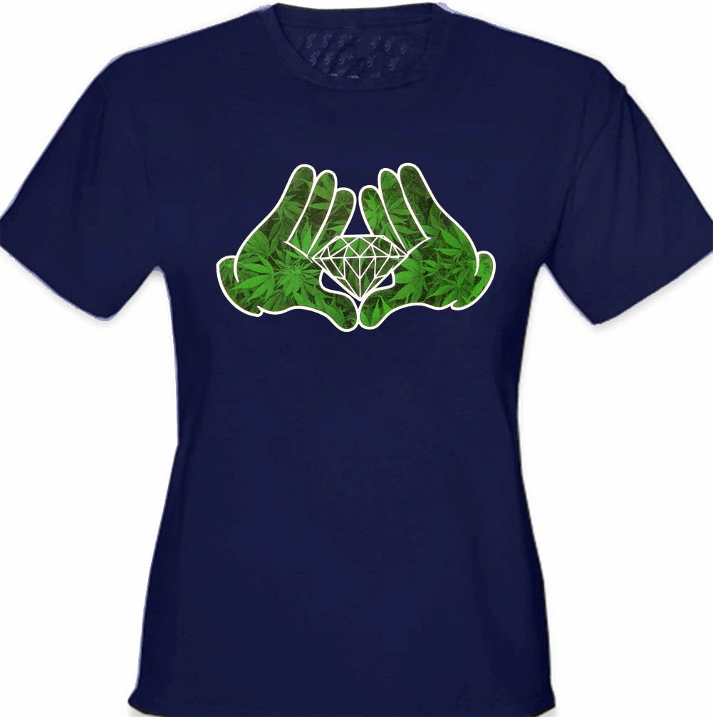 Bewild Cartoon Hands Pot Leaf Diamond Girl's T-Shirt Cool Funny & Offensive 11 Bewild Cartoon Hands Pot Leaf Diamond Girl's T-Shirt Cool Funny & Offensive
