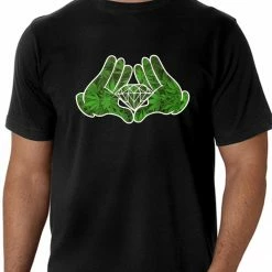 Bewild Cartoon Hands Pot Leaf Diamond Men's T-Shirt Cool Funny & Offensive