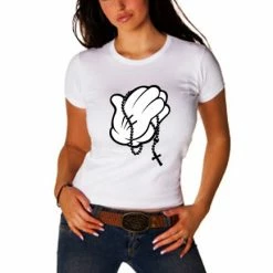 Bewild Cartoon Hands Praying Girl's T-Shirt