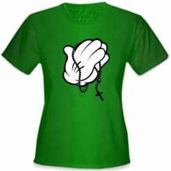 Bewild Cartoon Hands Praying Girl's T-Shirt