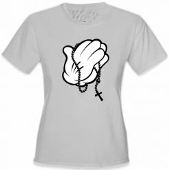 Bewild Cartoon Hands Praying Girl's T-Shirt