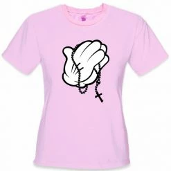 Bewild Cartoon Hands Praying Girl's T-Shirt