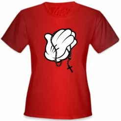 Bewild Cartoon Hands Praying Girl's T-Shirt