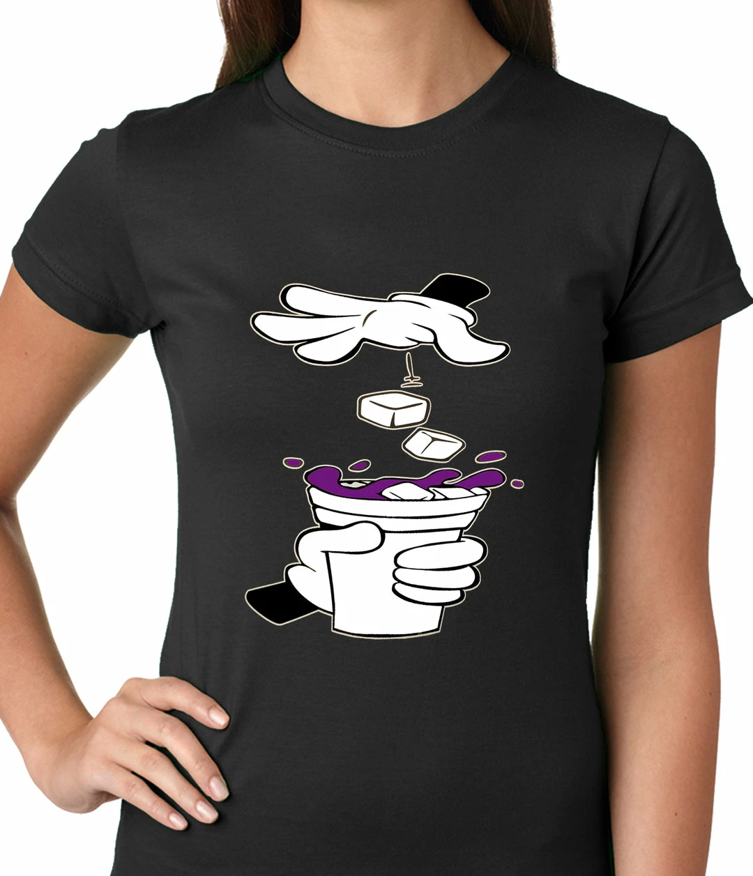 Bewild Cartoon Hands - Purple Drink Ladies T-shirt Cool Funny & Offensive 3 Bewild Cartoon Hands - Purple Drink Ladies T-shirt Cool Funny & Offensive