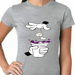 Bewild Cartoon Hands - Purple Drink Ladies T-shirt Cool Funny & Offensive