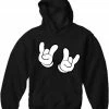 Bewild Cartoon Hands Rock On Adult Hoodie Cool Funny & Offensive