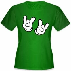 Bewild Cartoon Hands Rock On Girl's T-Shirt