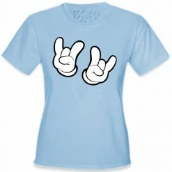 Bewild Cartoon Hands Rock On Girl's T-Shirt