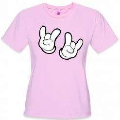 Bewild Cartoon Hands Rock On Girl's T-Shirt