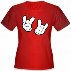 Bewild Cartoon Hands Rock On Girl's T-Shirt