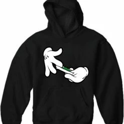 Bewild Cool Funny & Offensive Cartoon Hands Roll A Joint Adult Hoodie