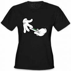 Bewild Cartoon Hands Roll A Joint Girl's T-Shirt Cool Funny & Offensive