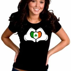 Bewild Cartoon Heart Hands Irish Flag Girl's T-Shirt St.Patricks Day