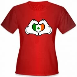 Bewild Cartoon Heart Hands Irish Flag Girl's T-Shirt St.Patricks Day