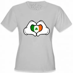 Bewild Cartoon Heart Hands Irish Flag Girl's T-Shirt St.Patricks Day