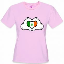 Bewild Cartoon Heart Hands Irish Flag Girl's T-Shirt St.Patricks Day