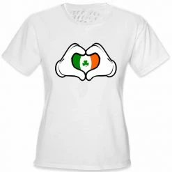 Bewild Cartoon Heart Hands Irish Flag Girl's T-Shirt St.Patricks Day