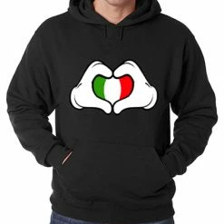 Bewild Cartoon Heart Hands Italian Flag Adult Hoodie Nationality & Ethnic