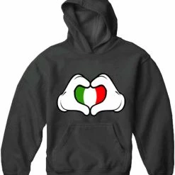 Bewild Cartoon Heart Hands Italian Flag Adult Hoodie Nationality & Ethnic