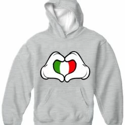 Bewild Cartoon Heart Hands Italian Flag Adult Hoodie Nationality & Ethnic