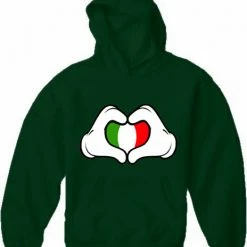 Bewild Cartoon Heart Hands Italian Flag Adult Hoodie Nationality & Ethnic