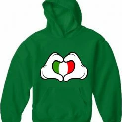 Bewild Cartoon Heart Hands Italian Flag Adult Hoodie Nationality & Ethnic