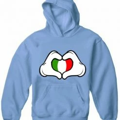Bewild Cartoon Heart Hands Italian Flag Adult Hoodie Nationality & Ethnic