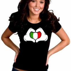 Bewild Cartoon Heart Hands Italian Flag Girl's T-Shirt