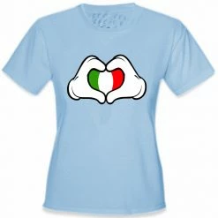 Bewild Cartoon Heart Hands Italian Flag Girl's T-Shirt