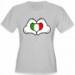 Bewild Cartoon Heart Hands Italian Flag Girl's T-Shirt