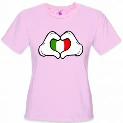 Bewild Cartoon Heart Hands Italian Flag Girl's T-Shirt