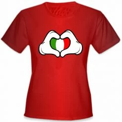 Bewild Cartoon Heart Hands Italian Flag Girl's T-Shirt