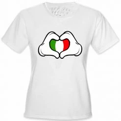 Bewild Cartoon Heart Hands Italian Flag Girl's T-Shirt