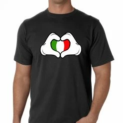 Bewild Cartoon Heart Hands Italian Flag Men's T-Shirt Nationality & Ethnic