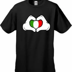 Bewild Cartoon Heart Hands Italian Flag Men's T-Shirt Nationality & Ethnic