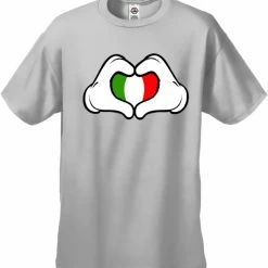 Bewild Cartoon Heart Hands Italian Flag Men's T-Shirt Nationality & Ethnic