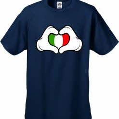 Bewild Cartoon Heart Hands Italian Flag Men's T-Shirt Nationality & Ethnic