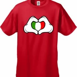 Bewild Cartoon Heart Hands Italian Flag Men's T-Shirt Nationality & Ethnic