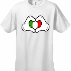 Bewild Cartoon Heart Hands Italian Flag Men's T-Shirt Nationality & Ethnic