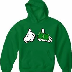 Bewild Cartoon Money Hands Adult Hoodie Cool Funny & Offensive