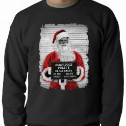 Bewild Santa Mug Shot Funny Adult Crewneck Holiday Prints