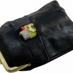Bewild Classic Leather Cigarette Purse With Lighter Holder (Black) (For Regulars And 100's)