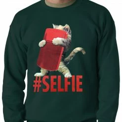 Bewild Cute #Selfie Kitten Adult Crewneck