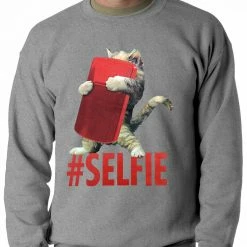Bewild Cute #Selfie Kitten Adult Crewneck