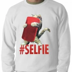 Bewild Cute #Selfie Kitten Adult Crewneck