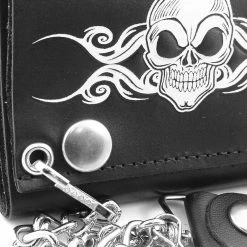 Bewild Wallets & Chains Death Skull Genuine Leather Chain Wallet