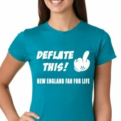 Bewild Deflate This! Middle Finger New England Fan For Life Girls T-shirt Sport Inspiration