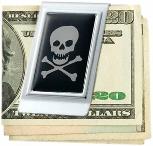 Bewild Deluxe Chrome Skull -n- Cross Bones Money Clip 5 Bewild Deluxe Chrome Skull -n- Cross Bones Money Clip