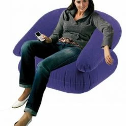Bewild Inflatable Goods Deluxe Comfort Velvet Inflatable Adult Size Chair (Blue) On Sale!