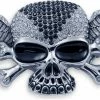 Bewild Belt Buckles Designer Winged Rhinestone Skull Buckle With FREE Belt
